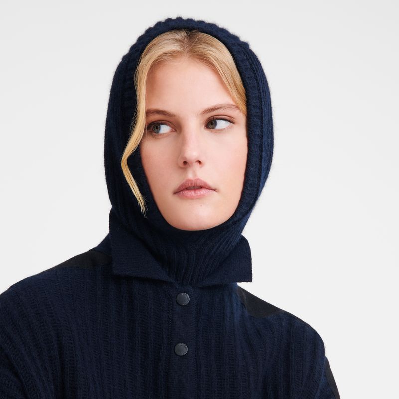 Navy - Knit Longchamp Balaclava Women Hats | AU8210UZ