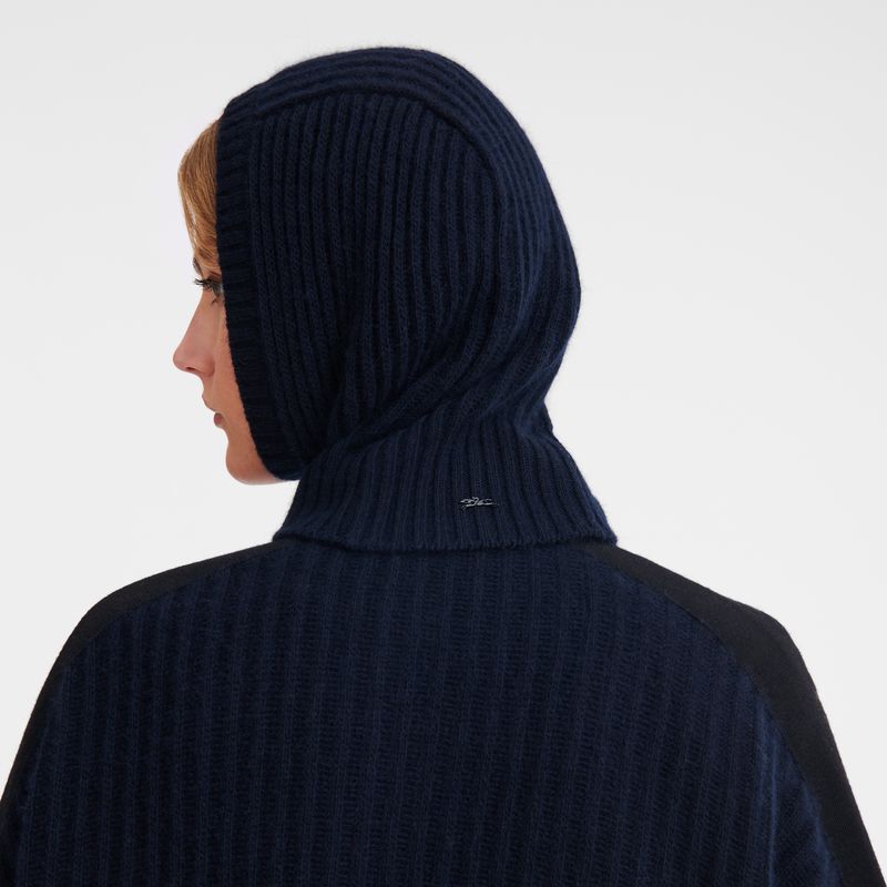 Navy - Knit Longchamp Balaclava Women Hats | AU8210UZ