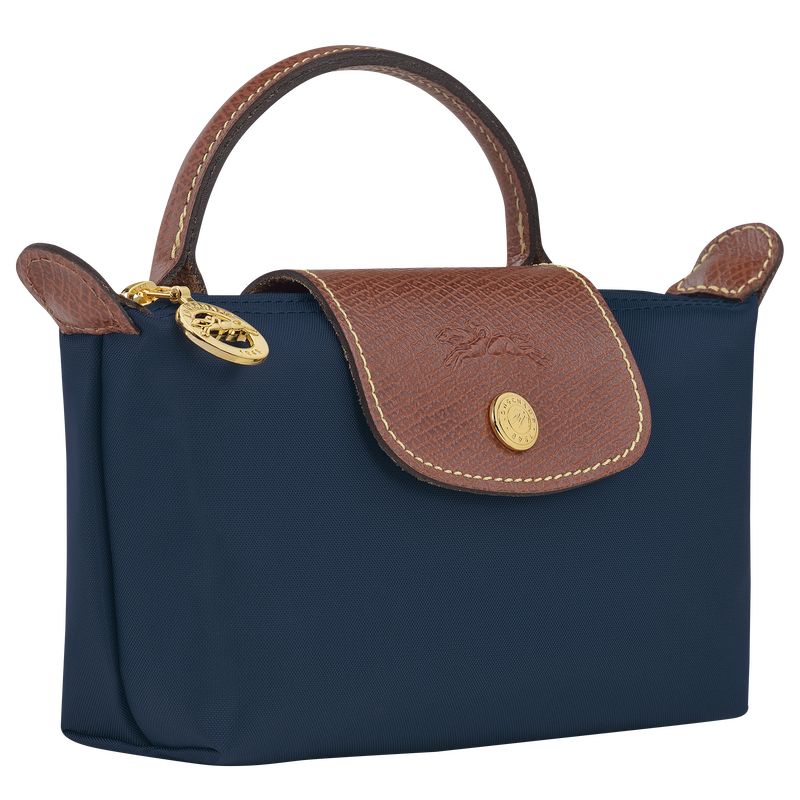 Navy - Recycled canvas Longchamp Le Pliage Original with handle Women Pouches | AU7949IL