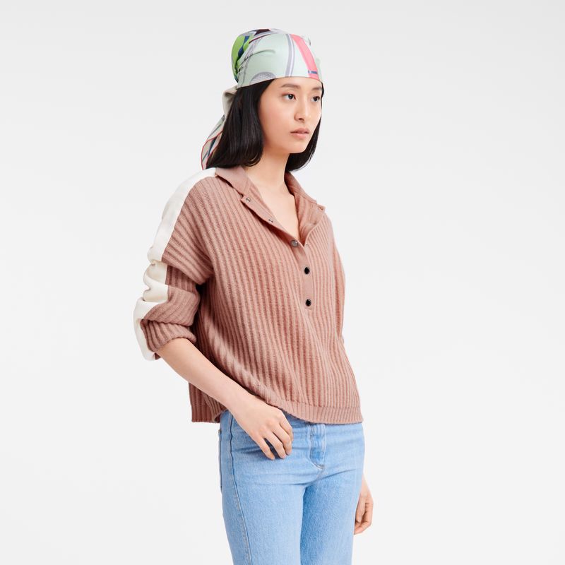 Nude - Knit Longchamp Polo collar Women Jumper | AU8598KO