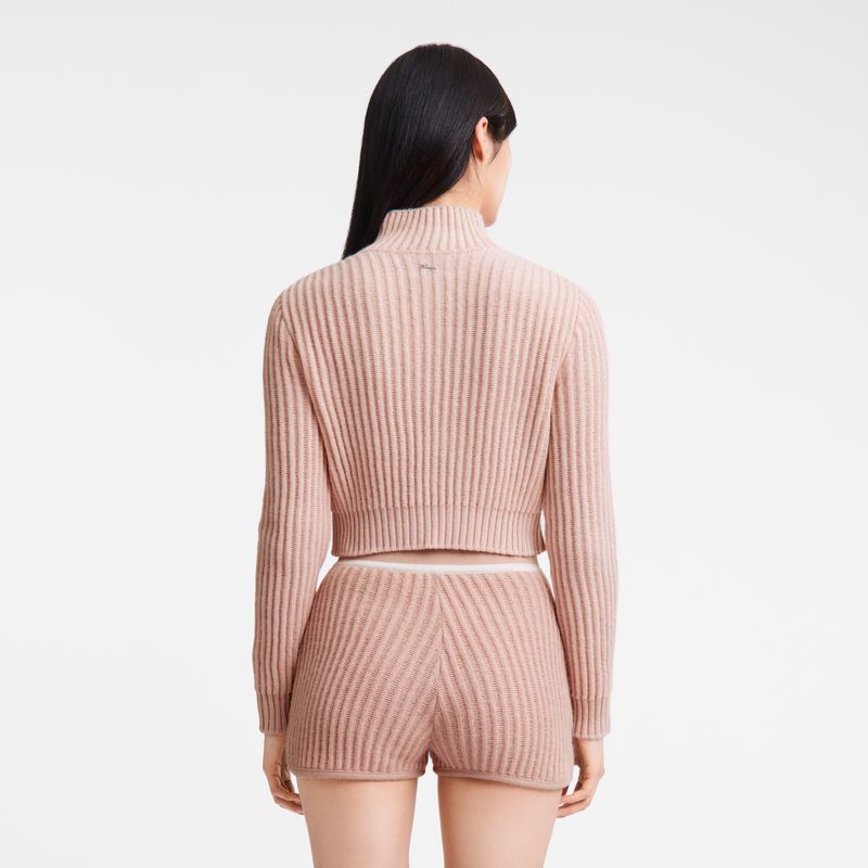 Nude - Knit Longchamp Zip collar short cardigan Women Jumper | AU8671FD