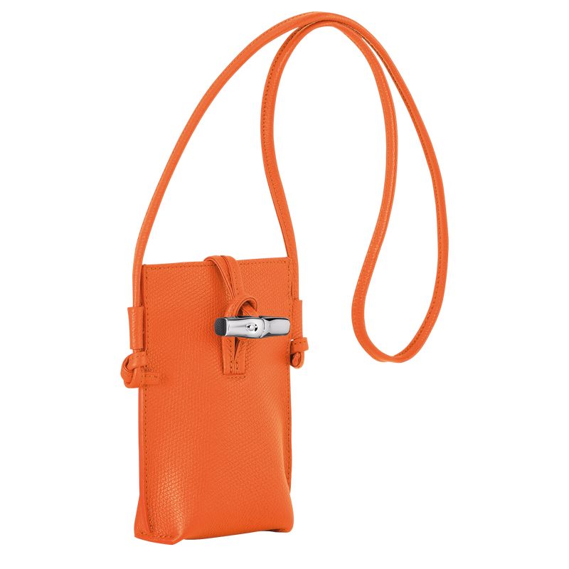 Orange - Leather Longchamp Le Roseau 1 Women Phone Case | AU7999PJ