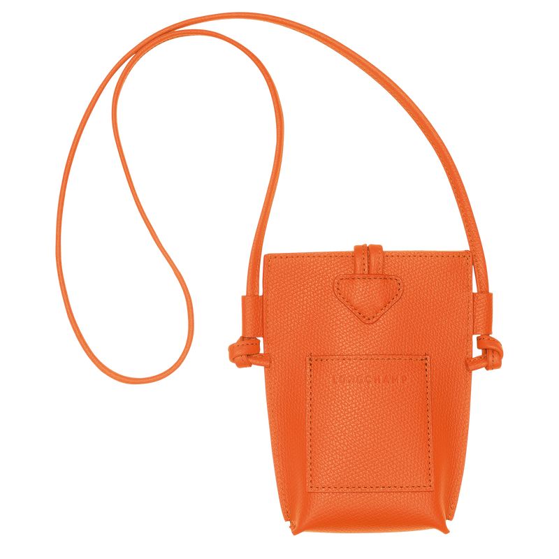 Orange - Leather Longchamp Le Roseau 1 Women Phone Case | AU7999PJ