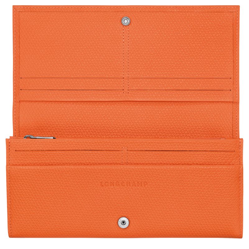 Orange - Leather Longchamp Le Roseau Flap Women Wallets | AU7860IL