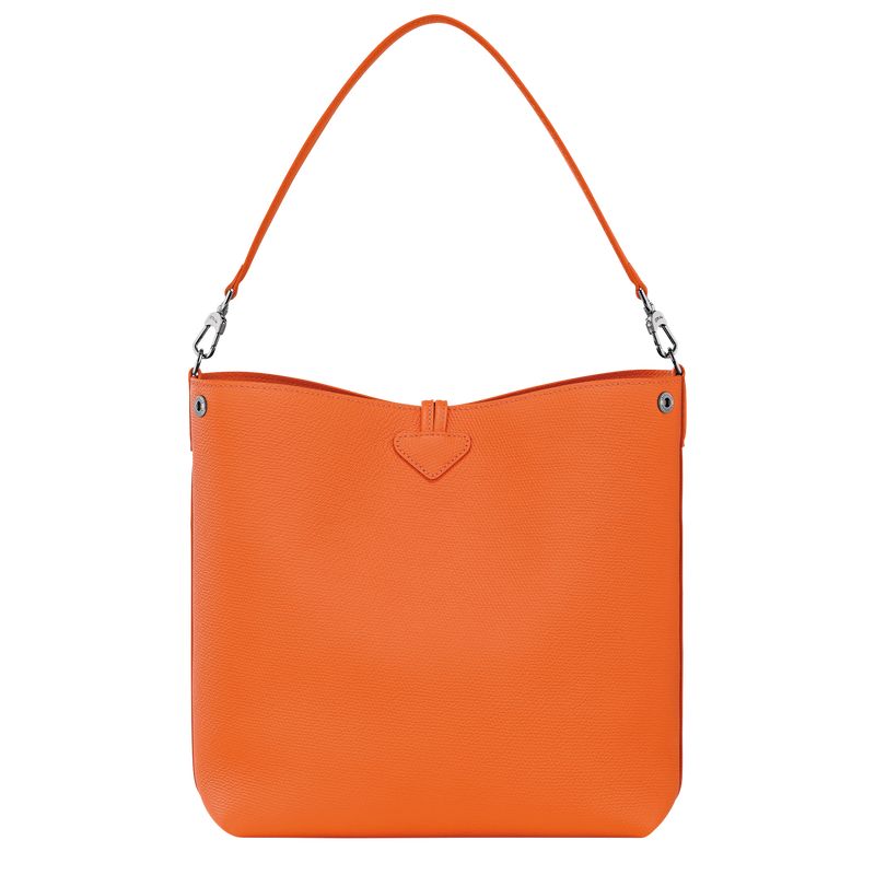 Orange - Leather Longchamp Le Roseau M Shoulder Women Shoulder Bags | AU7557JP