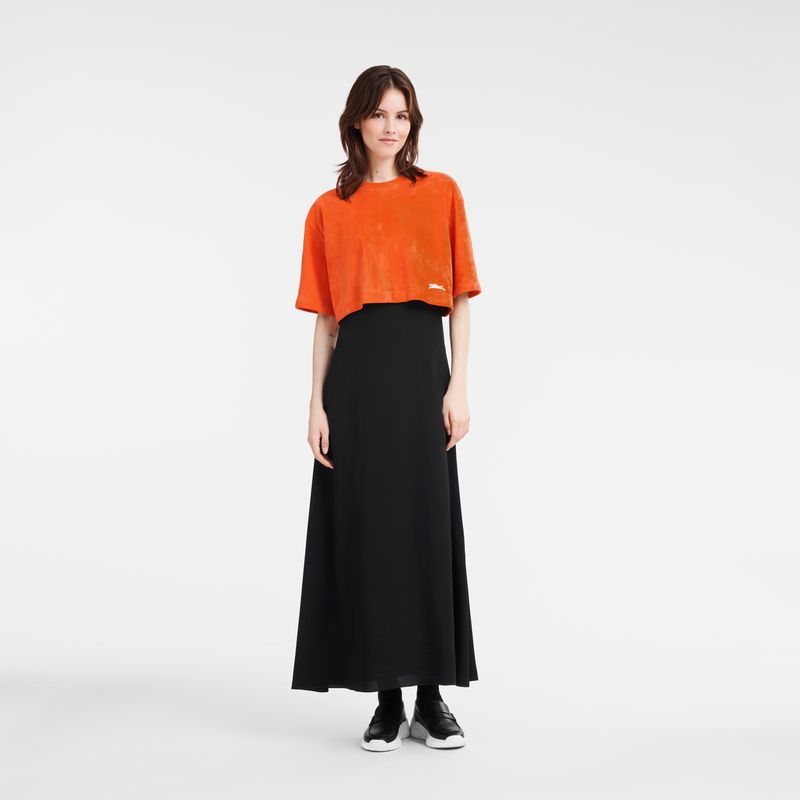 Orange - Leather Longchamp Leather crop Women Tops | AU8633QM