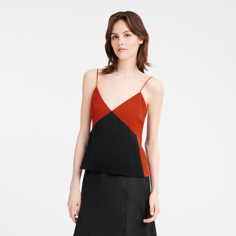 Paprika/Black - Fluid crepe Longchamp Thin strap Women Tops | AU8629RV