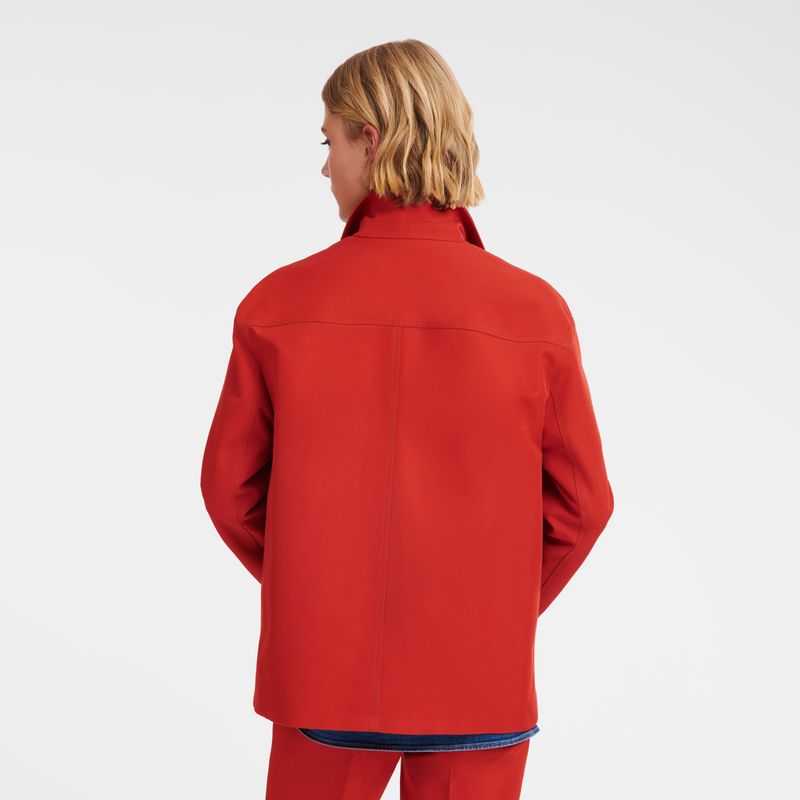 Paprika - Gabardine Longchamp Topstitching straight Women Jackets | AU8525RV