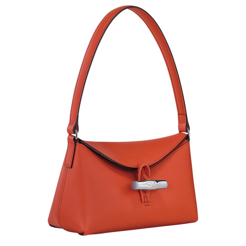 Paprika - Leather Longchamp Le Roseau S Hobo Women Shoulder Bags | AU7529SG