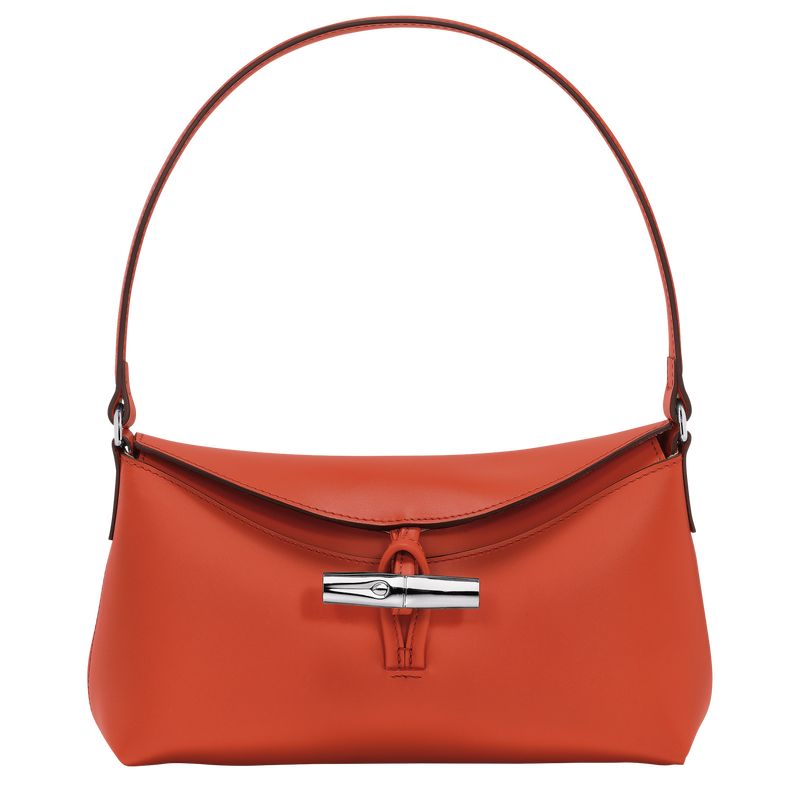 Paprika - Leather Longchamp Le Roseau S Hobo Women Shoulder Bags | AU7529SG