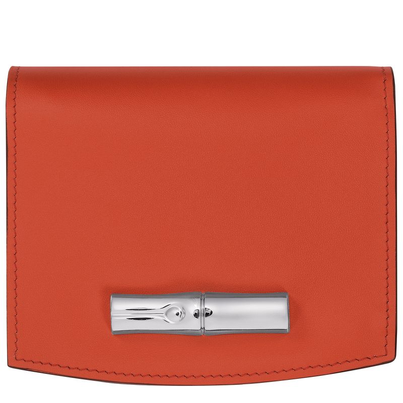 Paprika - Leather Longchamp Le Roseau Women Wallets | AU7841SG