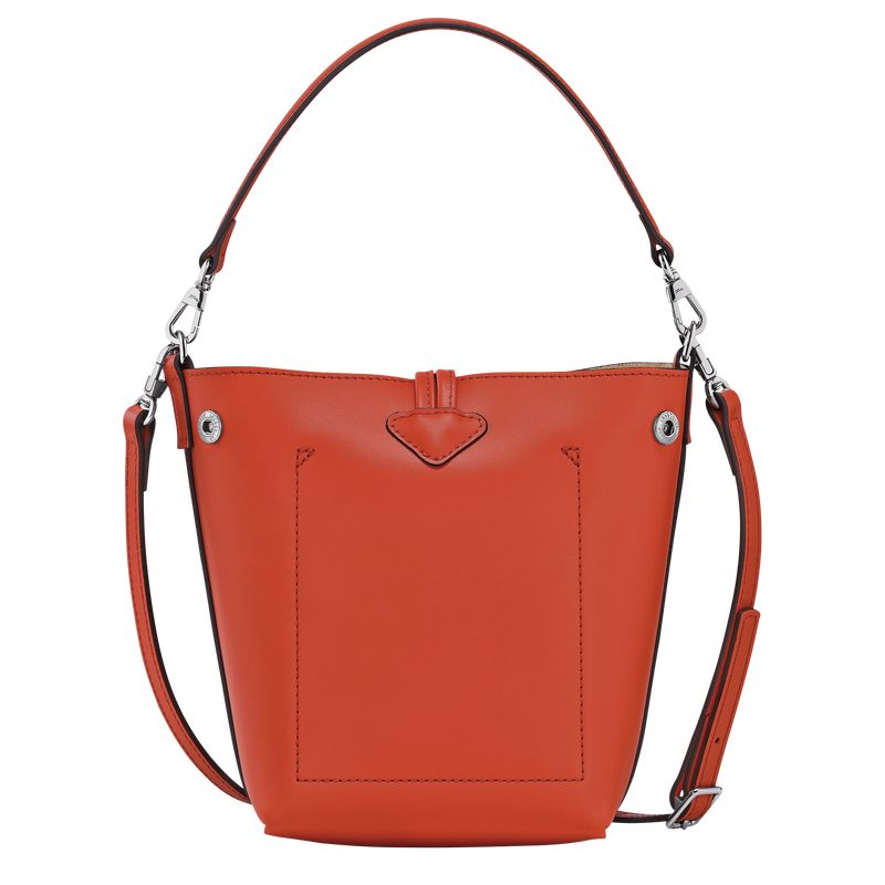 Paprika - Leather Longchamp Le Roseau XS Bucket Women Crossbody Bags | AU7407VR