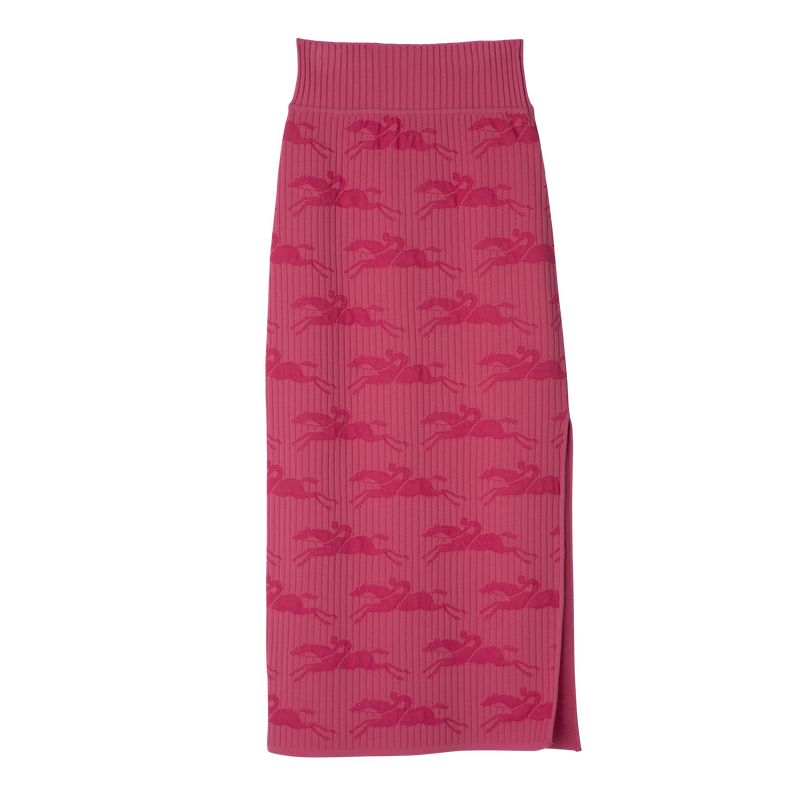 Pink - Knit Longchamp Midi Women Skirts | AU8585TC