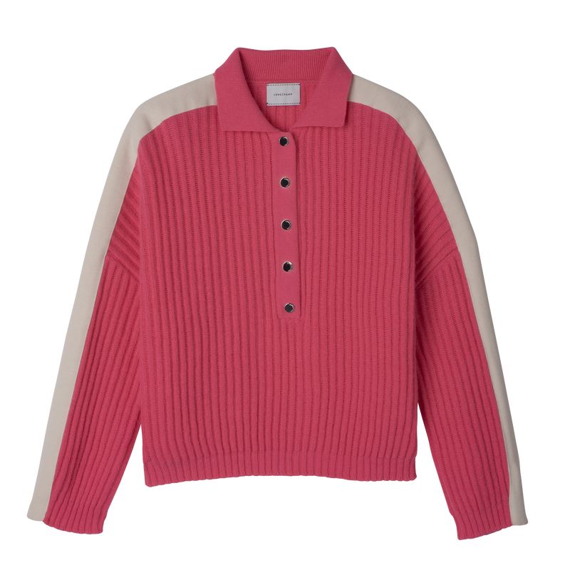 Pink - Knit Longchamp Polo collar Women Jumper | AU8607MQ