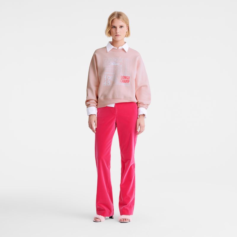 Pink - Velvet Longchamp Trousers Women Pants | AU8714VR