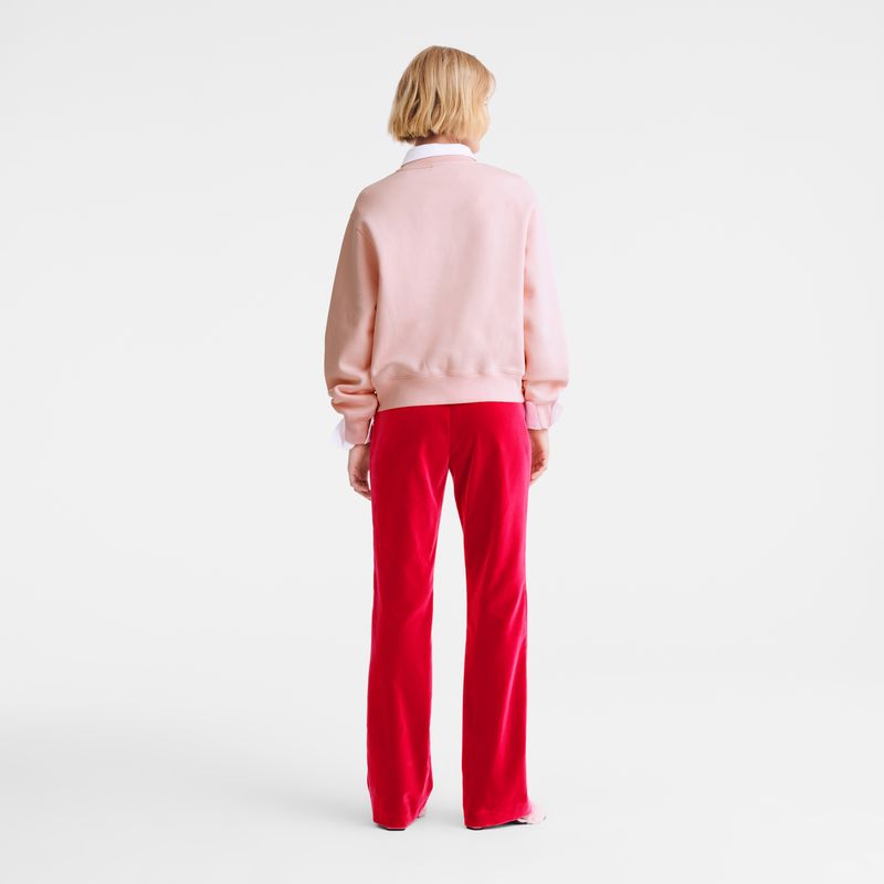 Pink - Velvet Longchamp Trousers Women Pants | AU8714VR