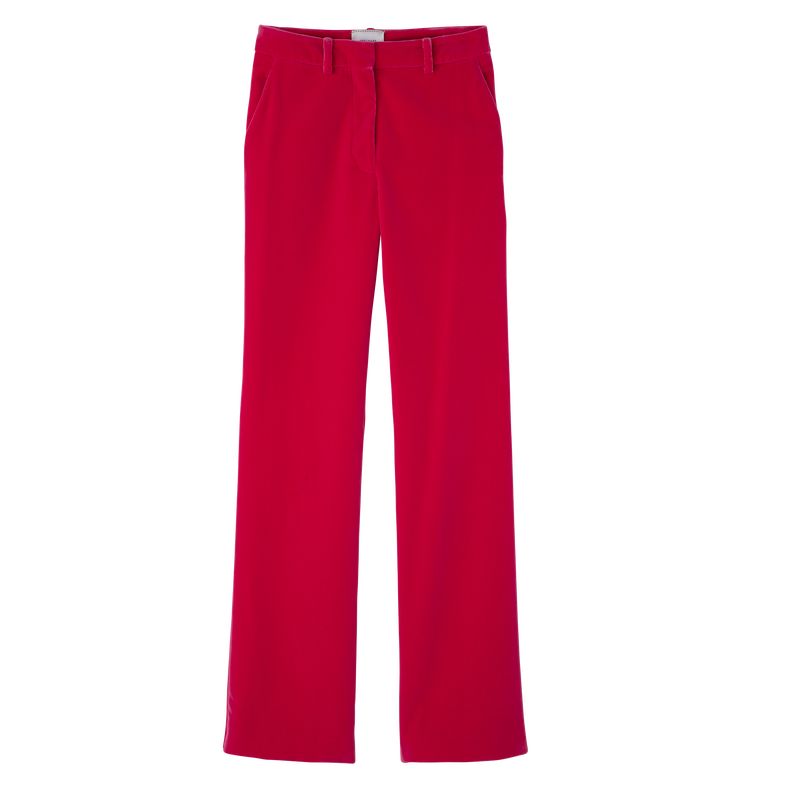 Pink - Velvet Longchamp Trousers Women Pants | AU8714VR