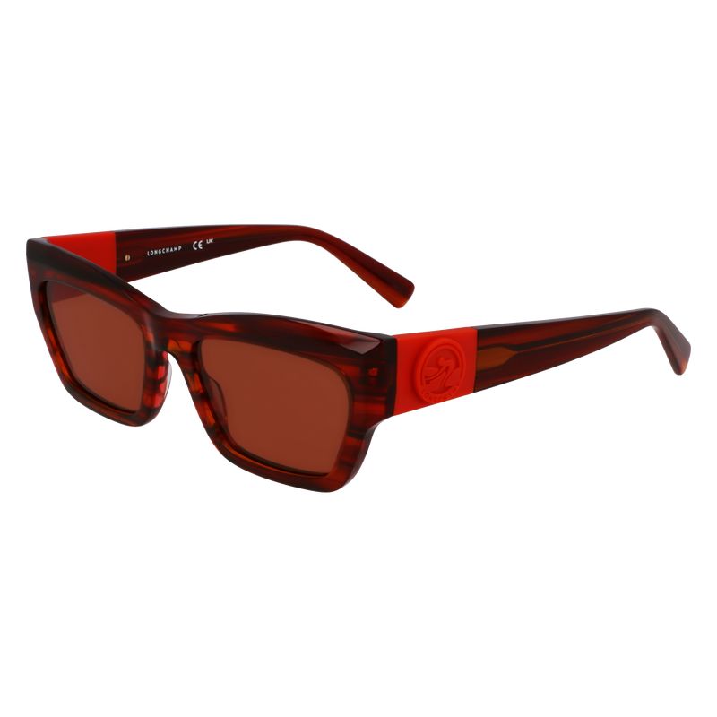 Red - Organic acetate Longchamp Women Sunglasses | AU8507CT