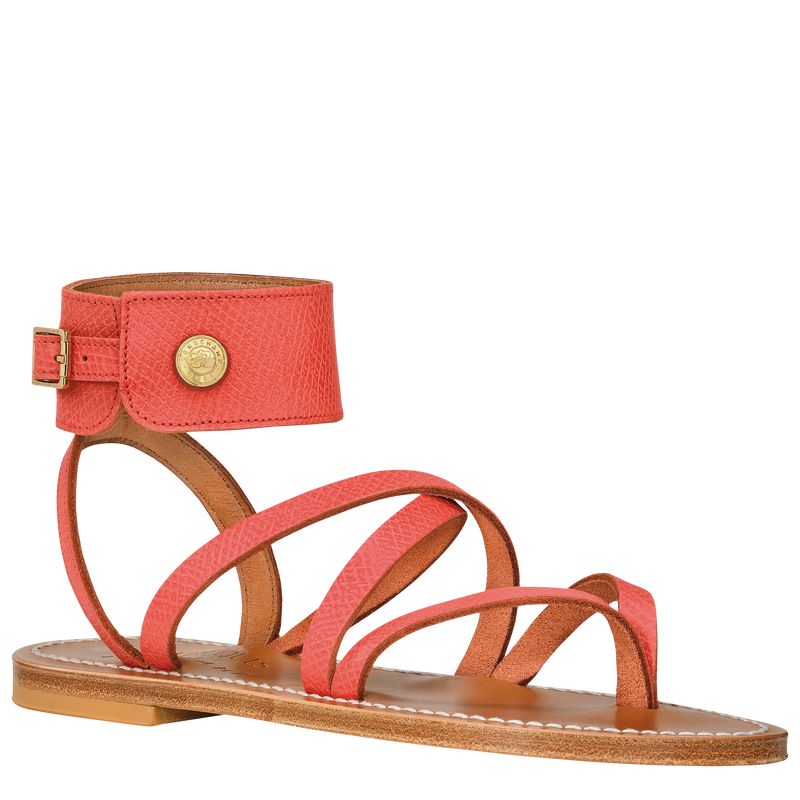 Strawberry - Leather Longchamp Women Sandals | AU8741TC