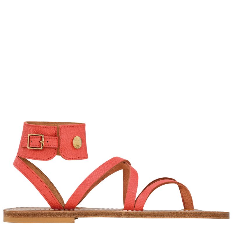 Strawberry - Leather Longchamp Women Sandals | AU8741TC