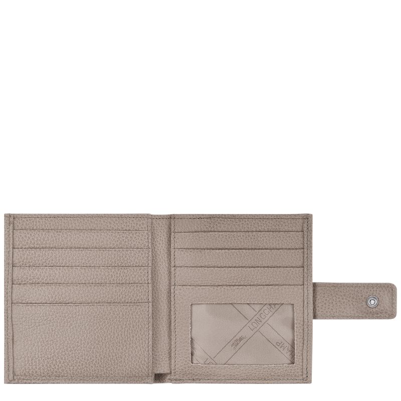 Turtledove - Leather Longchamp Le FoulonnÉ Compact Women Wallets | AU7822CT