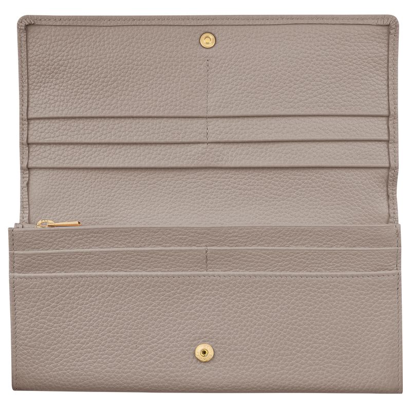 Turtledove - Leather Longchamp Le FoulonnÉ Continental Women Wallets | AU7825NW