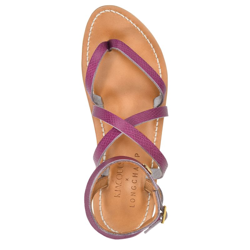 Violet - Leather Longchamp Women Sandals | AU8740RV