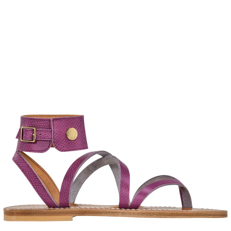 Violet - Leather Longchamp Women Sandals | AU8740RV