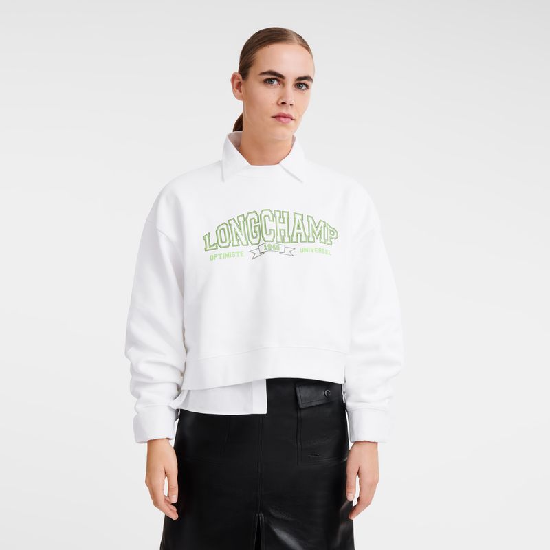 White - Jersey Longchamp Women Sweatshirt | AU8655VR