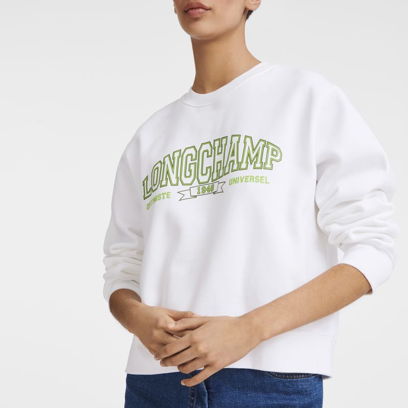 White - Jersey Longchamp Women Sweatshirt | AU8655VR