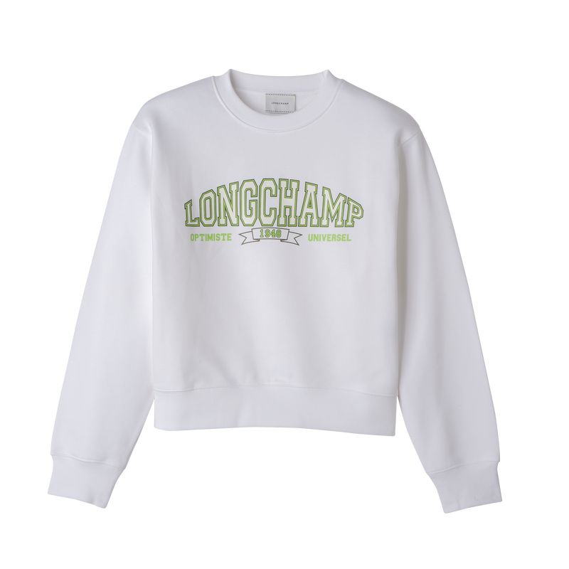 White - Jersey Longchamp Women Sweatshirt | AU8655VR