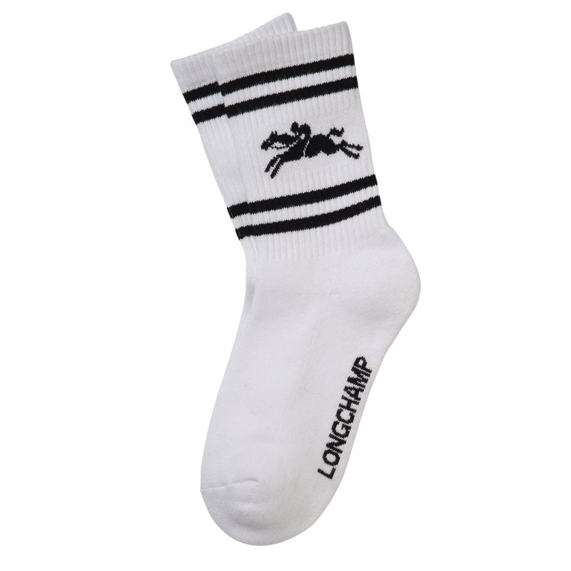 White - Knit Longchamp Women Socks | AU8583EB