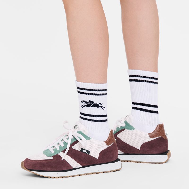 White - Knit Longchamp Women Socks | AU8720JP