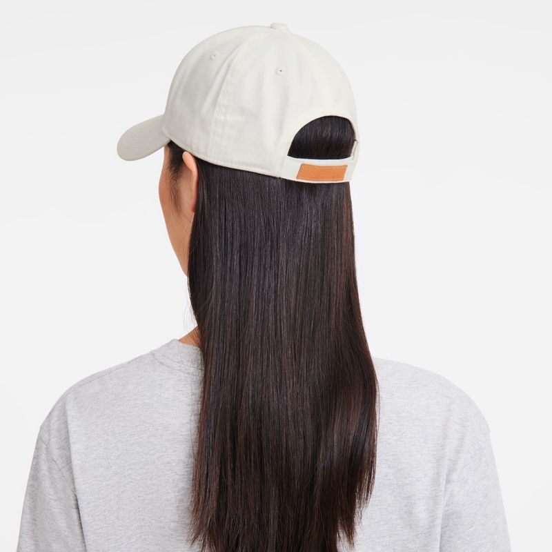 White - Organic cotton Longchamp Solid Cap Women Hats | AU8212TC